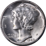 1940-D Mercury Dime PCGS MS65 FB Blazing White Gem Strong Strike