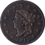 1817 Large Cent 13 Stars Choice VF/XF N.6 R.1 Nice Eye Appeal Nice Strike