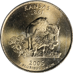 2005-P Kansas Statehood Quarter &quot;Humpback Bison&quot; ANACS MS65 Superb Eye Appeal