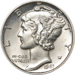 1941-D Mercury Dime - Full Split Bands