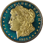 1921-D Morgan Silver Dollar - Nicely Enameled