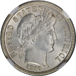 1910-D Barber Dime NGC MS64 Blazing White Gem Superb Eye Appeal
