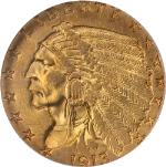 1913 Indian Gold $2.50 ICG AU55 Nice Eye Appeal Nice Strike