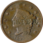 1837 Large Cent - Counterstamped &#39;Lester&#39;