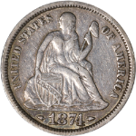 1874-P Seated Liberty Dime