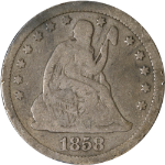 1858-P Seated Liberty Quarter