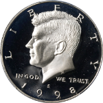 1998-S Kennedy Half Dollar Silver Proof PCGS PR70DCAM Superb Eye Appeal