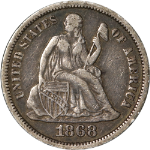 1868-P Seated Liberty Dime - Choice+