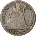 1874-P Seated Liberty Dime