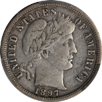 1897-S Barber Dime CAC Grading VF25 Superb Eye Appeal Strong Strike