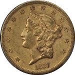 1857-S Liberty Gold $20 PCGS AU53 Nice Eye Appeal Nice Strike