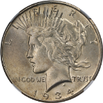 1934-S Peace Dollar NGC Unc Details Nice Eye Appeal Nice Strike