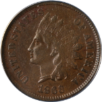 1868 Indian Cent ANACS VF30 Superb Eye Appeal Strong Strike