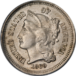 1869 Three (3) Cent Nickel ANACS AU58 Nice Eye Appeal Nice Strike