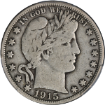 1915-P Barber Half Dollar PCGS F12 Great Eye Appeal Nice Strike