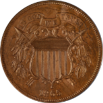 1865 Two (2) Cent Piece Proof ANACS PF63 BRN Nice Eye Appeal Nice Strike