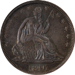 1846-P Seated Half Dollar Medium Date NGC AU55 Nice Eye Appeal Strong Strike