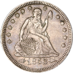1853-P Seated Liberty Quarter - Choice, Arrows + Rays
