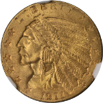 1911-P Indian Gold $2.50 NGC MS64 Great Eye Appeal Strong Strike