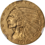 1914-P Indian Gold $2.50 NGC MS64 Great Eye Appeal Strong Strike