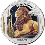 2025 Niue 1 Ounce Silver Seasons Summer Lion Colorized OGP COA - STOCK
