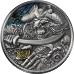 2025 Ghana 1 Ounce Silver Memento Mori Pirate Colorized OGP COA - STOCK