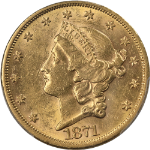 1871-S Liberty Gold $20 PCGS MS60 FS-301 Misplaced Date Great Eye Appeal