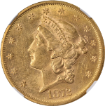 1872-S Liberty Gold $20 NGC AU58 Great Eye Appeal Strong Strike