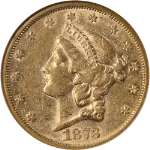 1873-S Liberty Gold $20 Open 3 NGC AU55 Nice Eye Appeal Nice Strike