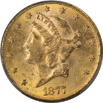 1877-P Liberty Gold $20 PCGS MS61 Nice Eye Appeal Strong Strike
