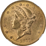 1877-S Liberty Gold $20 NGC MS61 Nice Eye Appeal Strong Strike