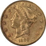 1880-P Liberty Gold $20 PCGS AU55 Decent Eye Appeal Nice Strike