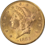 1883-S Liberty Gold $20 PCGS MS63 FS-301 Misplaced Date Superb Eye Appeal