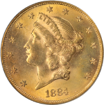 1884-S Liberty Gold $20 OGH PCGS MS64 Superb Eye Appeal Strong Strike
