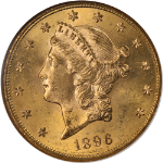 1896-P Liberty Gold $20 NGC MS64 Superb Eye Appeal Strong Strike