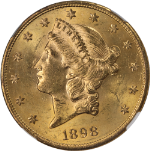 1898-S Liberty Gold $20 NGC MS63 Great Eye Appeal Strong Strike