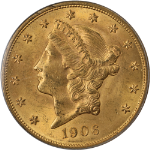 1906-D Liberty Gold $20 CAC Sticker PCGS MS63 Great Eye Appeal Nice Strike