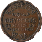 1863 Wheeling WV Bassett&#39;s Dry Goods Token R-8 F-890A-6a NGC XF45 BN
