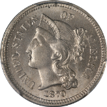 1870 Three (3) Cent Nickel PCGS MS64 Superb Eye Appeal Strong Strike