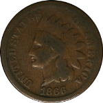 1866 Indian Cent G Detail