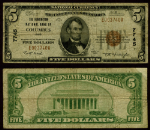 Columbus OH $5 1929 T-1 National Bank Note Ch #7745 Huntington NB Very Good