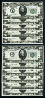 FR. 2050 D $20 1928 Federal Reserve Note Cleveland 11 Pc Lot Choice CU