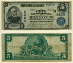 Clinton IA $5 1902 PB National Bank Note Ch #2469 City NB Fine+