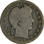 1896-O Barber Quarter Nice G  Nice Rims