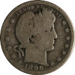 1896-O Barber Quarter Nice G     Nice Color