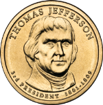 2007-D Thomas Jefferson Presidential Dollar BU $1