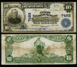 Montezuma IN $10 1902 PB National Bank Note Ch #7463 First NB Fine+