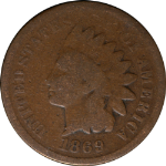 1869 Indian Cent Nice G  Honest Even Wear  Nice Eye Appeal