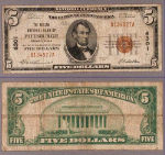 Pittsburgh PA $5 1929 T-1 National Bank Note Ch #6301 Mellon NB Very Good