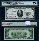 FR. 1870 K $20 1929 Federal Reserve Bank Note Dallas Erasure